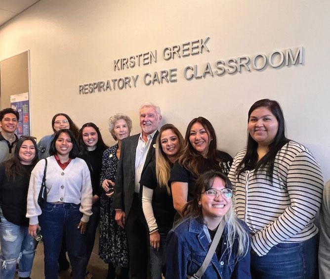 People outside the Kirsten Greek Respiratory Care Classroom