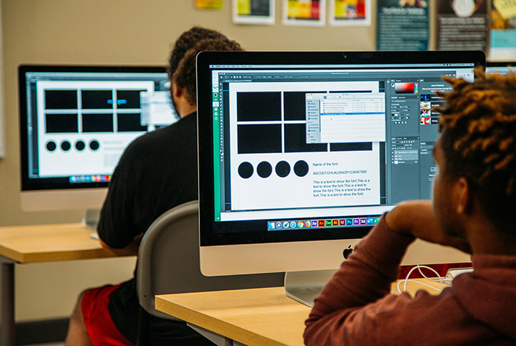 Students at computers