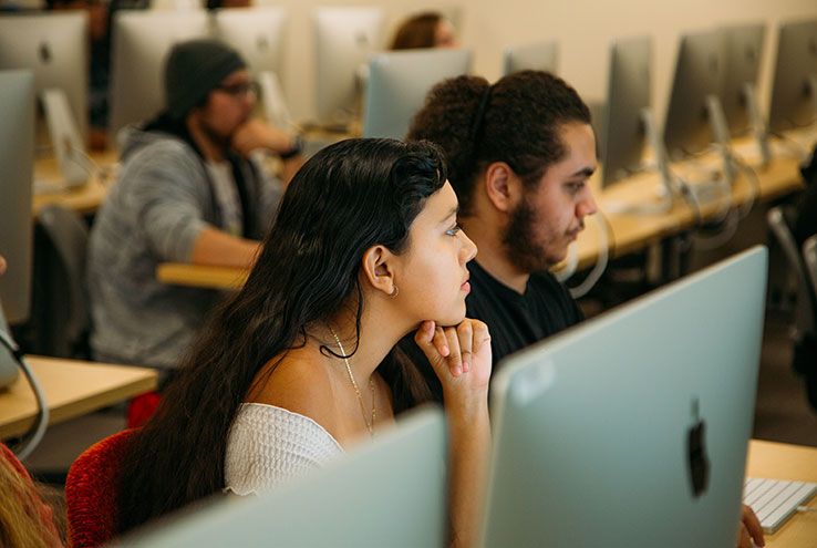 Students sitting at computers