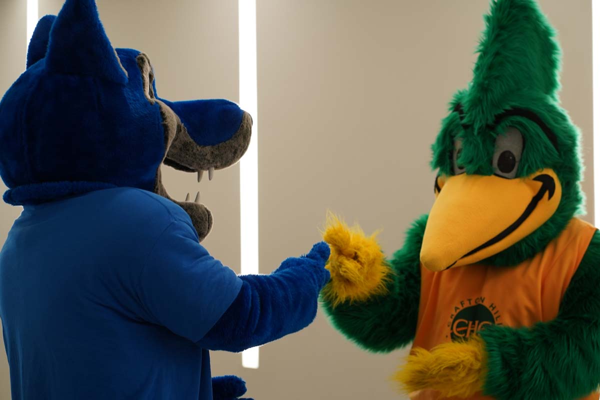 CHC Students at CSUSB Admit Day with mascots