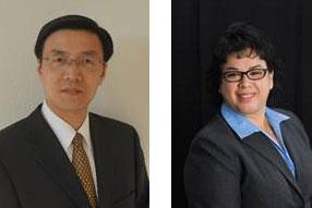 Photos of Dr. Wei Zhou and Diana Rodriguez.